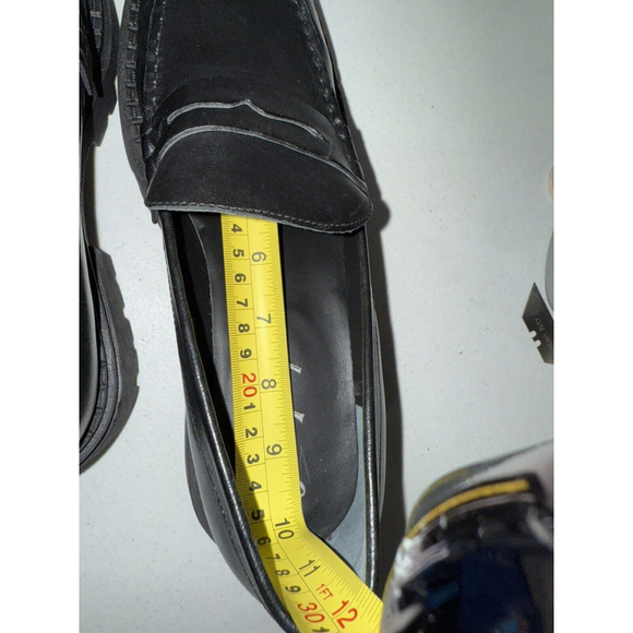 Free People Women's Lyra Lug Sole Black Leather Loafers Sz 11 - Picture 4 of 16